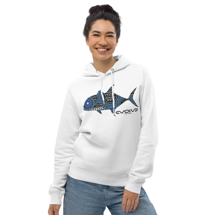 Ulua Tribal Blue Organic Eco Hoodie – Unisex